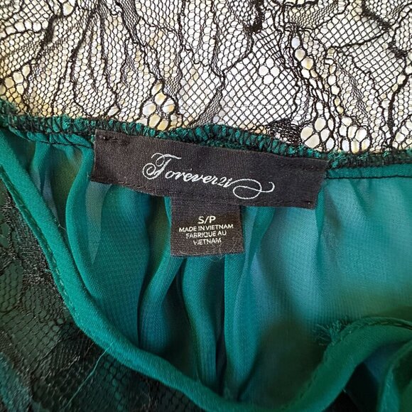 Sheer Flowy Teal Top SzS Black Lace Butterfly Sleeve Scoop Neck Y2K Fairy Grunge - Picture 3 of 6